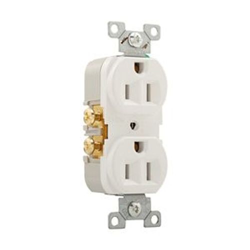 Main product image of Commercial Grade Duplex Receptacle, #14-10 Awg 15A, 125V, SideWire, White, Duplex, Screw, 827W-BOX