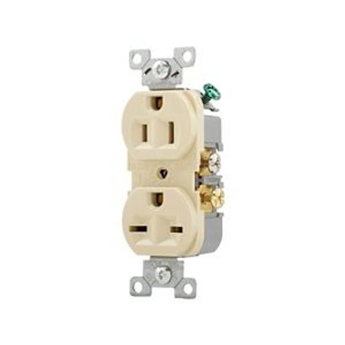 Main product image of Commercial Grade Duplex Receptacle, #14-10 Awg 15A, 125/250V, Side Wire, Ivory, 6-15R, Duplex, 829V-BOX