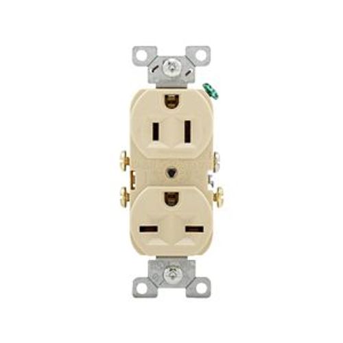 Main product image of Commercial Grade Duplex Receptacle, #14-10 Awg 15A, 125/250V, Side Wire, White, 6-15R, Duplex, 829W-BOX