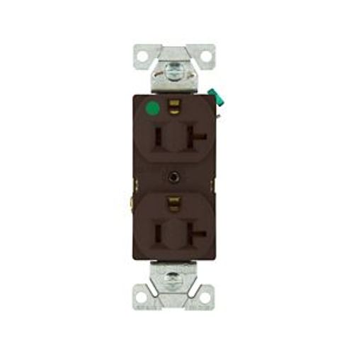 Main product image of Arrow Hart Heavy-Duty Duplex Receptacle, #14-10 Awg 20A, 125V, Brown Face, Pvc Base, 5-20R, 8300B