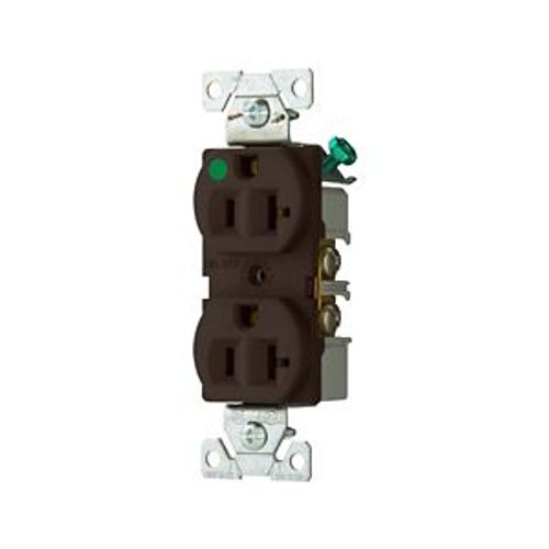 Main product image of Arrow Hart Heavy-Duty Duplex Receptacle, #14-10 Awg 20A, 125V, Brown Face, Pvc Base, 5-20R, 8300B