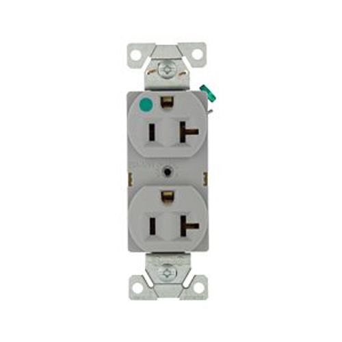 Main product image of Arrow Hart Heavy-Duty Duplex Receptacle, #14-10 Awg 20A, Healthcare 125V, Gray Face, 5-20R, 8300GY