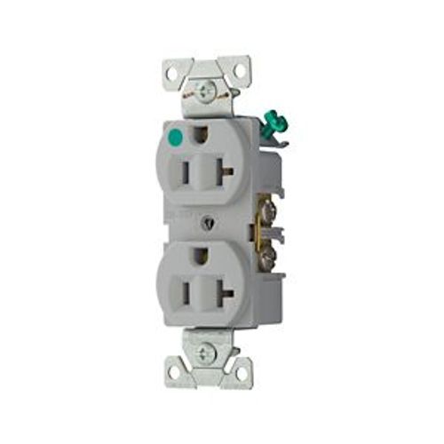 Main product image of Arrow Hart Heavy-Duty Duplex Receptacle, #14-10 Awg 20A, Healthcare 125V, Gray Face, 5-20R, 8300GY