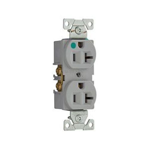 Main product image of Arrow Hart Heavy-Duty Duplex Receptacle, #14-10 Awg 20A, Healthcare 125V, Gray Face, 5-20R, 8300GY