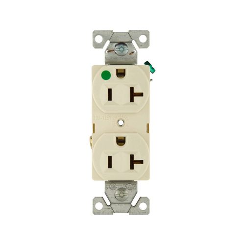 Main product image of Arrow Hart Heavy-Duty Duplex Receptacle, #14-10 Awg 20A, 125V, Light Almond Face, Pvc Base, 8300LA