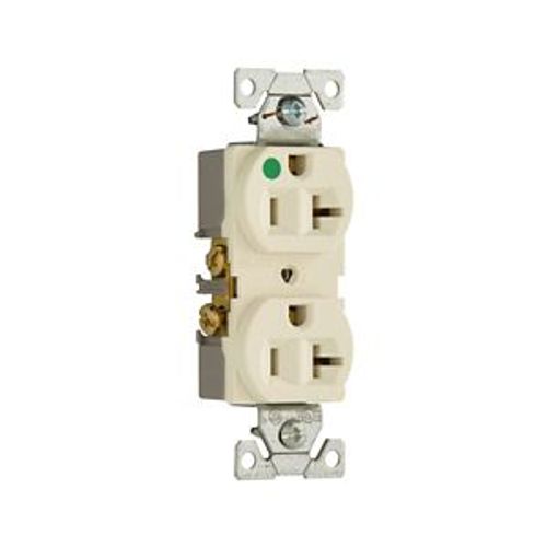 Main product image of Arrow Hart Heavy-Duty Duplex Receptacle, #14-10 Awg 20A, 125V, Light Almond Face, Pvc Base, 8300LA