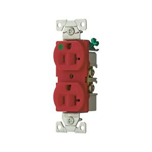 Main product image of Arrow Hart Heavy-Duty Duplex Receptacle, #14-10 Awg 20A, 125V, Red Face, Pvc Base, 5-20R, 8300RD