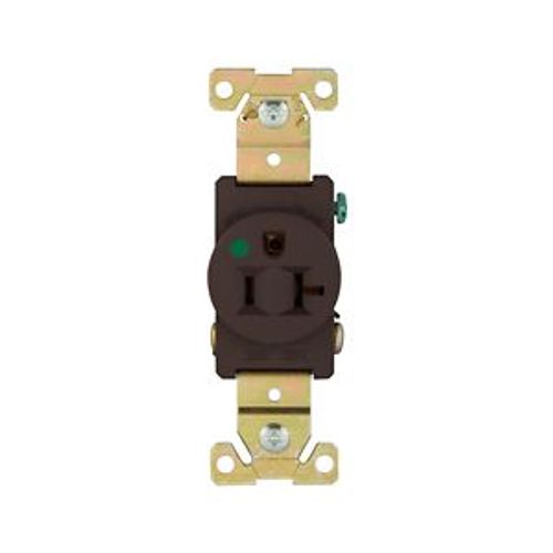 Main product image of Arrow Hart Single Receptacle, #14-10 Awg 20A, Healthcare 125V, Brown Face, Pvc Base, 5-20R, 8310B