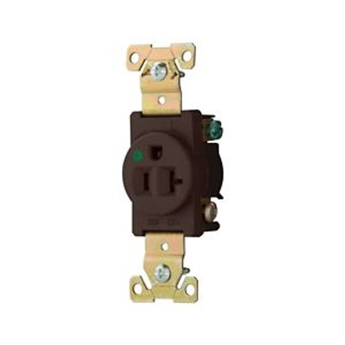 Main product image of Arrow Hart Single Receptacle, #14-10 Awg 20A, Healthcare 125V, Brown Face, Pvc Base, 5-20R, 8310B