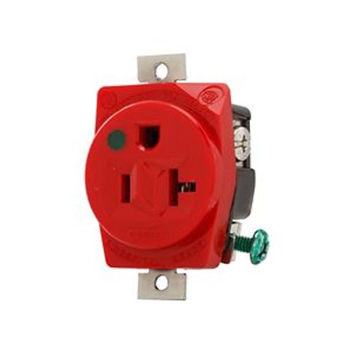 Main product image of Arrow Hart Single Receptacle, #14-10 Awg 20A, 125V, Red Face, Pvc Base, Short Strap, 8310MRD