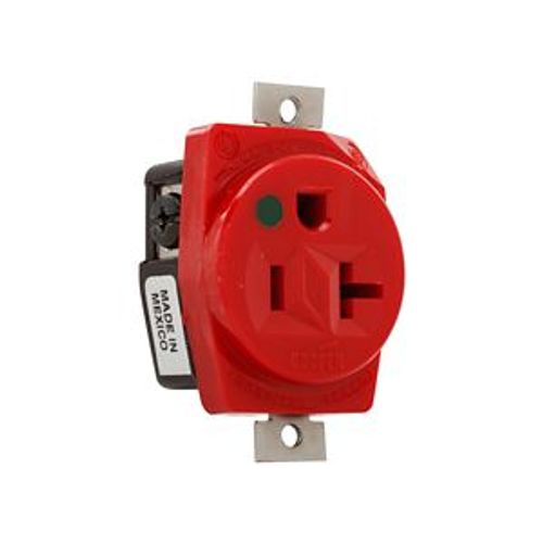 Main product image of Arrow Hart Single Receptacle, #14-10 Awg 20A, 125V, Red Face, Pvc Base, Short Strap, 8310MRD