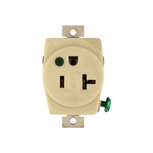 Main product image of Arrow Hart Heavy-Duty Single Receptacle, #14-10 Awg 20A, Healthcare, Panel 125V, Ivory, 8310MV