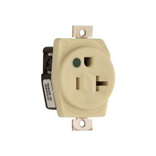 Main product image of Arrow Hart Heavy-Duty Single Receptacle, #14-10 Awg 20A, Healthcare, Panel 125V, Ivory, 8310MV