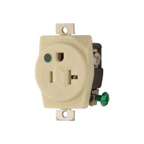 Main product image of Arrow Hart Heavy-Duty Single Receptacle, #14-10 Awg 20A, Healthcare, Panel 125V, Ivory, 8310MV