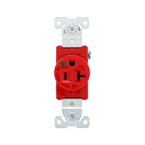 Main product image of Arrow Hart Single Receptacle, #14-10 Awg 20A, 125V, Red Face, Pvc Base, 5-20R, Auto-Grounding, 8310RD