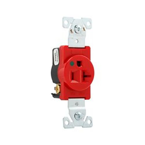 Main product image of Arrow Hart Single Receptacle, #14-10 Awg 20A, 125V, Red Face, Pvc Base, 5-20R, Auto-Grounding, 8310RD