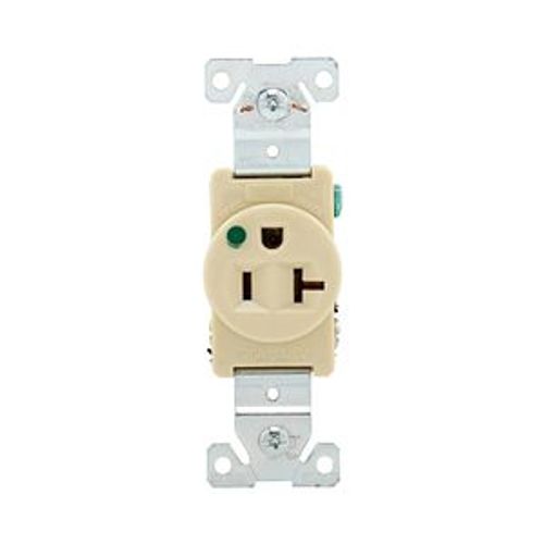 Main product image of Arrow Hart Single Receptacle, #14-10 Awg 20A, Healthcare 125V, Ivory Face, Pvc Base, 5-20R, 8310V