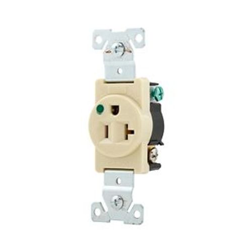 Main product image of Arrow Hart Single Receptacle, #14-10 Awg 20A, Healthcare 125V, Ivory Face, Pvc Base, 5-20R, 8310V