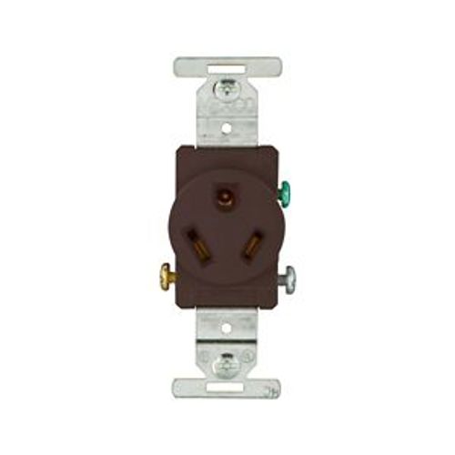 Main product image of Arrow Hart Industrial Single Receptacle, #14-10 Awg 20A, 277V, Side Wire, Brown, 7-20R, 834B-BOX