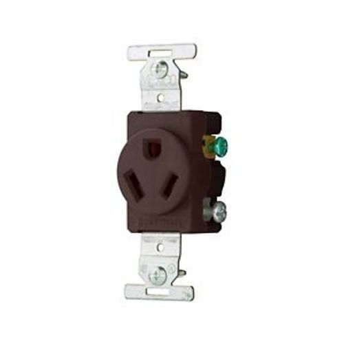 Main product image of Arrow Hart Industrial Single Receptacle, #14-10 Awg 20A, 277V, Side Wire, Brown, 7-20R, 834B-BOX