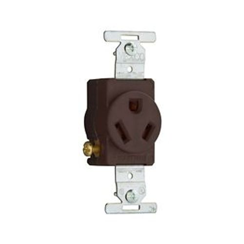 Main product image of Arrow Hart Industrial Single Receptacle, #14-10 Awg 20A, 277V, Side Wire, Brown, 7-20R, 834B-BOX