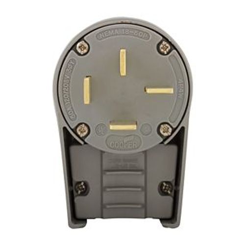 Main product image of Arrow Hart Extra Heavy-DutyAngled Plug, #12-4Awg 50A, 120/208V, Gray, 18-50P, 4-Pole, 4-Wire, 8352AN