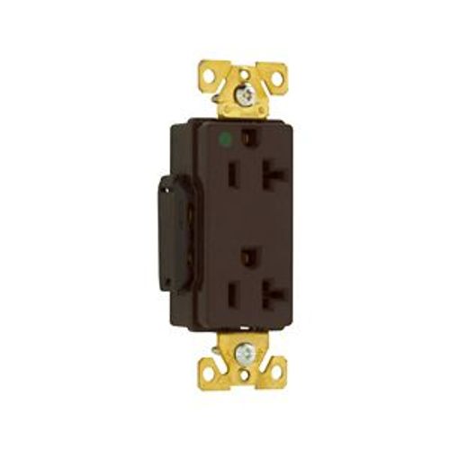 Main product image of Arrow Hart Duplex Receptacle, #14-10 Awg 20A, Healthcare 125V, Brown, 5-20R, Duplex, 8362B