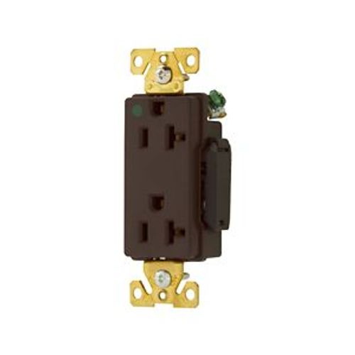 Main product image of Arrow Hart Duplex Receptacle, #14-10 Awg 20A, Healthcare 125V, Brown, 5-20R, Duplex, 8362B