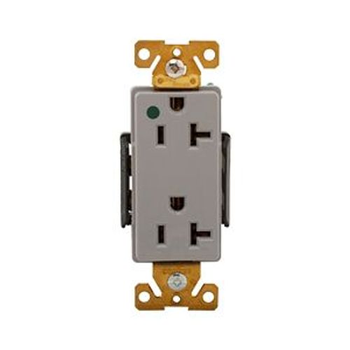 Main product image of Arrow Hart Duplex Receptacle, #14-10 Awg 20A, Healthcare 125V, Gray, 5-20R, Duplex, 8362GY