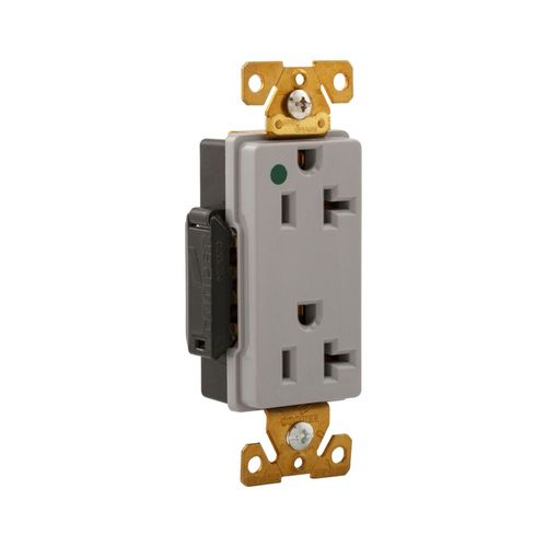 Main product image of Arrow Hart Duplex Receptacle, #14-10 Awg 20A, Healthcare 125V, Gray, 5-20R, Duplex, 8362GY