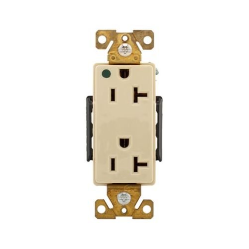 Main product image of Arrow Hart Duplex Receptacle, #14-10 Awg 20A, 125V, 5-20R, Duplex, Illuminated, Auto-Grounding, 8362LTW