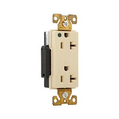 Main product image of Arrow Hart Duplex Receptacle, #14-10 Awg 20A, 125V, 5-20R, Duplex, Illuminated, Auto-Grounding, 8362LTW