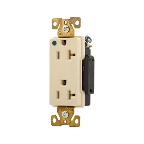 Main product image of Arrow Hart Duplex Receptacle, #14-10 Awg 20A, 125V, 5-20R, Duplex, Illuminated, Auto-Grounding, 8362LTW