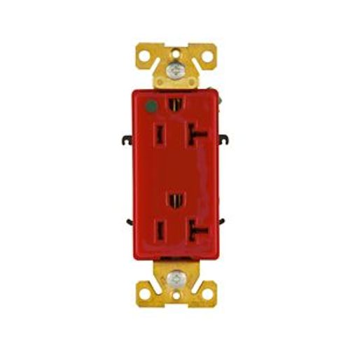 Main product image of Arrow Hart Duplex Receptacle, #14-10 Awg 20A, 125V, Red, 5-20R, Duplex, Auto-Grounding, 8362RD