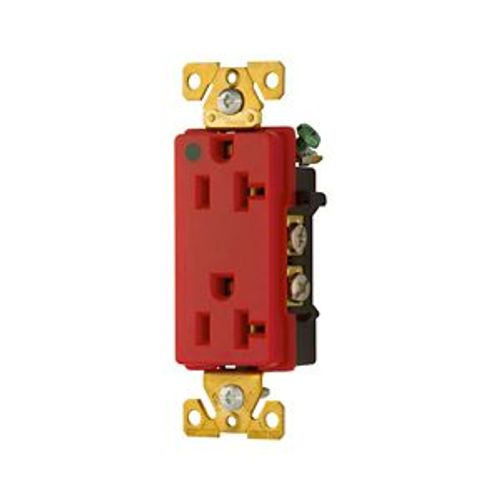 Main product image of Arrow Hart Duplex Receptacle, #14-10 Awg 20A, 125V, Red, 5-20R, Duplex, Auto-Grounding, 8362RD