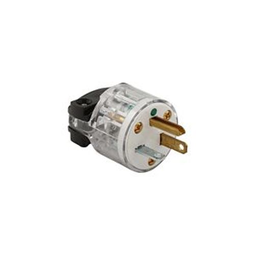 Main product image of Arrow Hart Safety Grip Straight Blade Plug, #18-12 Awg 20A 125V, Clear, 5-20P, 2-Pole, 8366