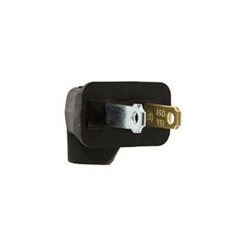 Main product image of Straight Blade Angled Plug, #18-16 Awg 15A 125V, Black Rubber, 1-15P, 2-Pole, 2-Wire, 84-6BK-BOX