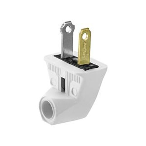Main product image of Straight Blade Angled Plug, #18-16 Awg 15A 125V, White Rubber, 1-15P, 2-Pole, 2-Wire, 84-6W-BOX
