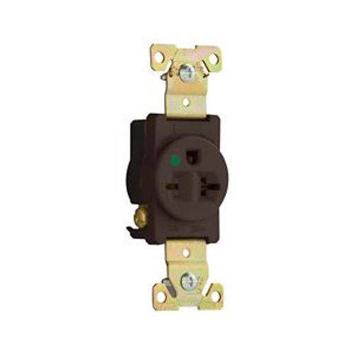 Main product image of Arrow Hart Single Receptacle, #14-10 Awg 20A, Healthcare, 250V, Brown, High-Impact Nylon, 6-20R, 8410B
