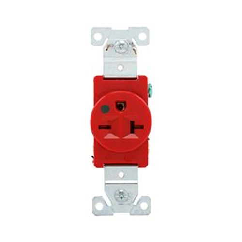 Main product image of Arrow Hart Single Receptacle, #14-10 Awg 20A, Healthcare, 250V, Red, High-Impact Nylon, 6-20R, 8410RD