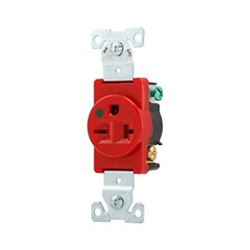Main product image of Arrow Hart Single Receptacle, #14-10 Awg 20A, Healthcare, 250V, Red, High-Impact Nylon, 6-20R, 8410RD