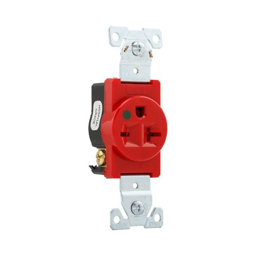 Main product image of Arrow Hart Single Receptacle, #14-10 Awg 20A, Healthcare, 250V, Red, High-Impact Nylon, 6-20R, 8410RD