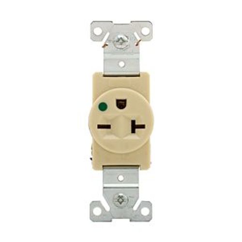Main product image of Arrow Hart Single Receptacle, #14-10 Awg 20A, Healthcare, 250V, Ivory, High-Impact Nylon, 6-20R, 8410V
