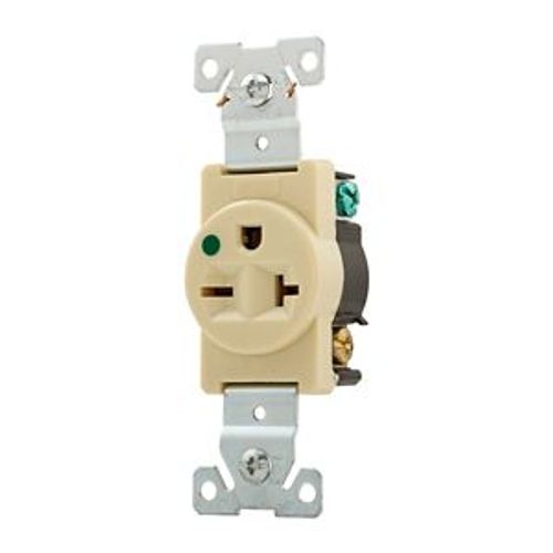 Main product image of Arrow Hart Single Receptacle, #14-10 Awg 20A, Healthcare, 250V, Ivory, High-Impact Nylon, 6-20R, 8410V