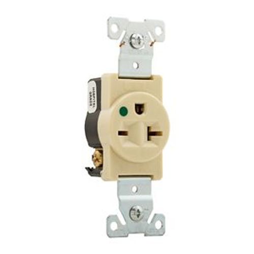 Main product image of Arrow Hart Single Receptacle, #14-10 Awg 20A, Healthcare, 250V, Ivory, High-Impact Nylon, 6-20R, 8410V