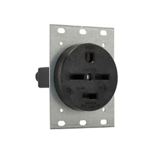 Main product image of Receptacle, #14 To 10 Awg 30A, 250V, Black, Nema 15-30R, 3-Pole, 4-Wire, Screw, 3-Phase, Power, 8430N