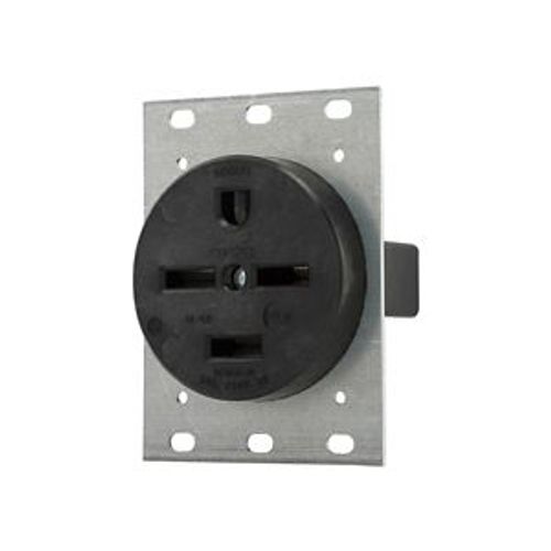 Main product image of Receptacle, #14 To 10 Awg 30A, 250V, Black, Nema 15-30R, 3-Pole, 4-Wire, Screw, 3-Phase, Power, 8430N
