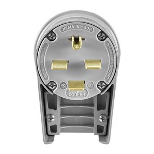 Main product image of Arrow Hart Angled Plug, #12-4 Awg 30A, Range & Dryer, 250V, Gray, 15-30P, 3-Pole, 4-Wire, 8432AN