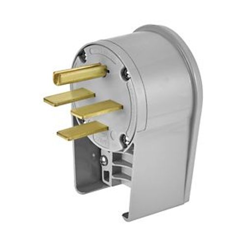 Main product image of Arrow Hart Angled Plug, #12-4 Awg 30A, Range & Dryer, 250V, Gray, 15-30P, 3-Pole, 4-Wire, 8432AN