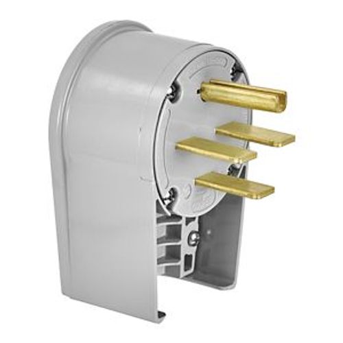 Main product image of Arrow Hart Angled Plug, #12-4 Awg 30A, Range & Dryer, 250V, Gray, 15-30P, 3-Pole, 4-Wire, 8432AN